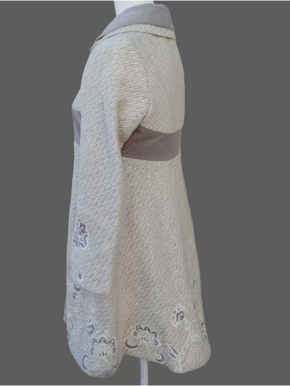 Anthropologie Elevenses Rockwell Wool Blend Retro Look Pea Coat Size 0 Cream - Picture 12 of 16
